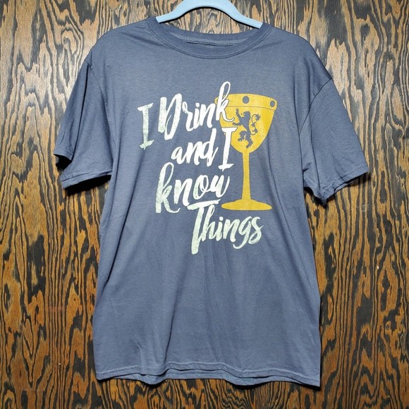 Game of Thrones I Drink and I Know Things Mens T-Shirt Size Medium Grey - Picture 1 of 6